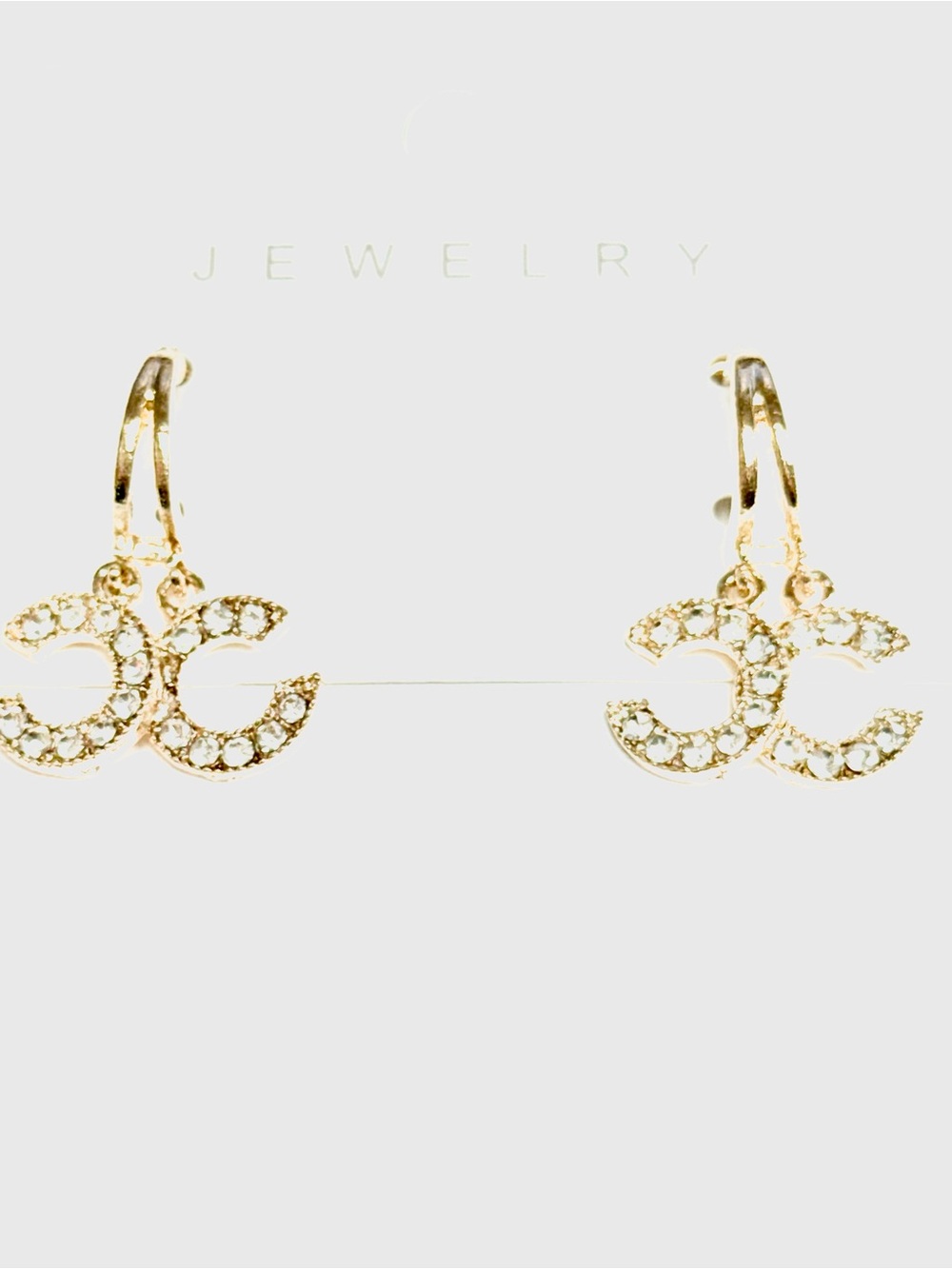 Crystal-Embellished Gold Crescent Hoop Earrings